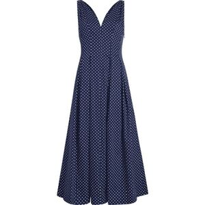Hill House Women's Jacqueline Cotton Sateen Polka Dot Dress, Navy L